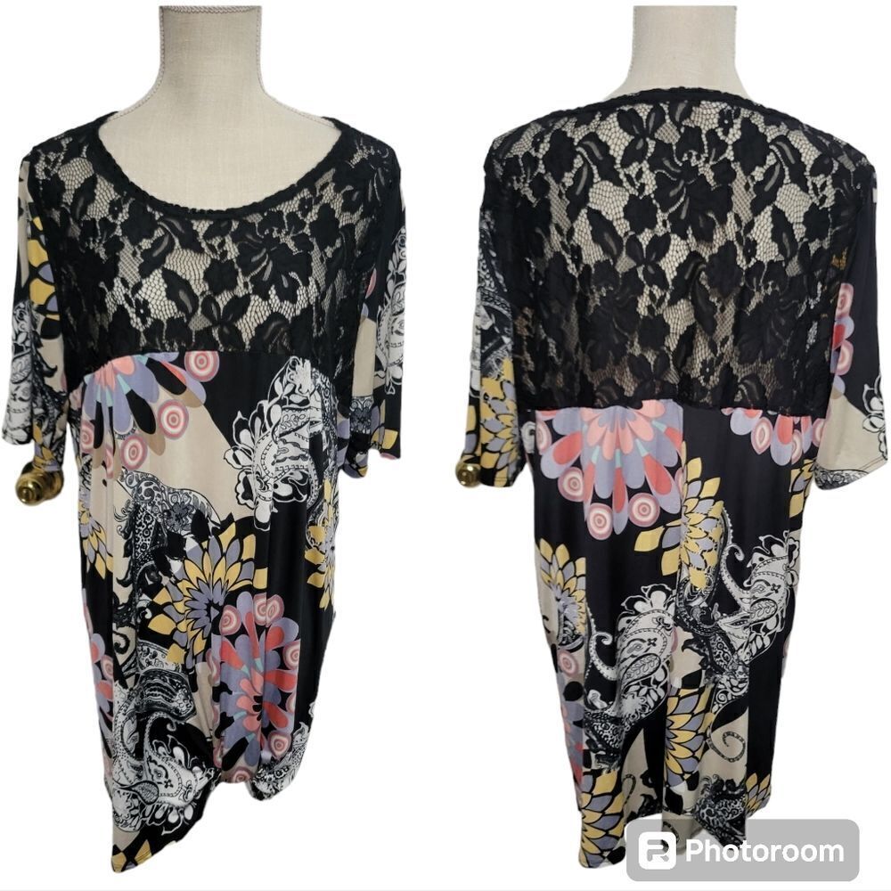 Coco kelly mutli Color blouse Lace Detail Sz 3x